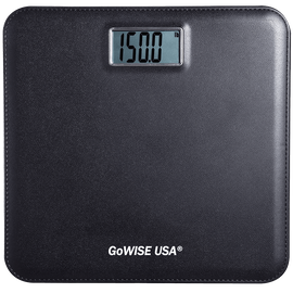 GoWISE USA GW22035 Electronic Personal Digital Scale w- Step-On Techonology & Wide Platform & LCD Display 400LB Capacity Black